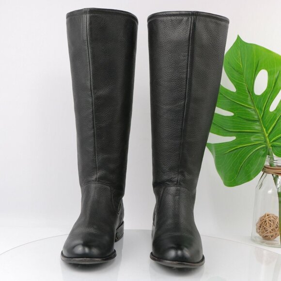 Splendid Womens Oakville Riding Boot Size 8 Tall Black Leather Pull On Elastic - Picture 2 of 12